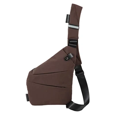 Afbeelding van Ovecat Unisex anti diefstal sjerp sling crossbody tas, Bruin