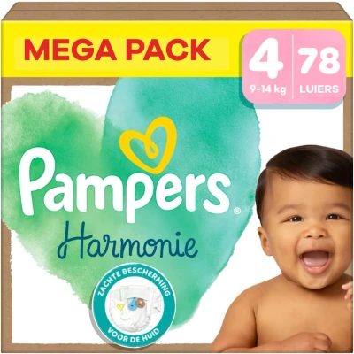 Afbeelding van Pampers Harmonie luiers maat 4 maxi 9 14kg, maxiverpakking (1x 78 luiers)