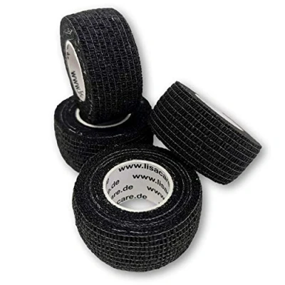 Afbeelding van LisaCare Vingerpleister zelfklevend elastische, waterdichte, stof vet en vuilafstotende pleister zwart 4 rollen à 2,5 cm x 4,5 m