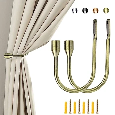 Afbeelding van ALEENFOON Gordijn U Design Haak Gordijnen Metalen Tie Back Holdbacks Gordijnbinders 2 Stuks (Brons)