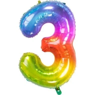 Afbeelding van Helium ballon Yummy Gummy regenboog cijfer 3 81cm