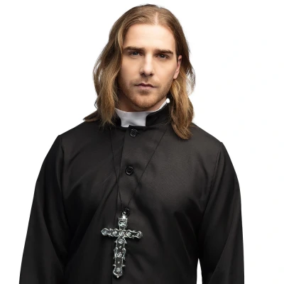 Afbeelding van Boland Ketting Priester kruis zilver Volwassenen Unisex Religie Sieraad Carnaval Themafeest
