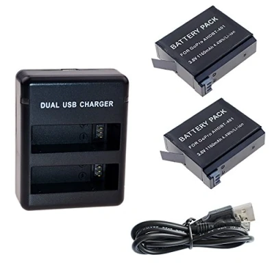 Afbeelding van Suptig Set van 2 batterijen en oplader voor Gopro HERO4 Black/Gopro Silver AHDBT 401