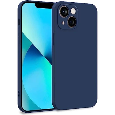 Afbeelding van MyGadget Beschermhoesje voor Apple iPhone 13 Mini, tweelaagse zachte siliconen hoes, case met camerabescherming en krasbestendige binnenvoering, donkerblauw