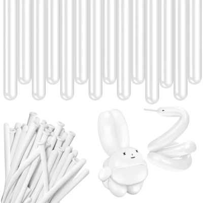 Afbeelding van Carykon 100 stuks verdikking latex lange draaiende magische ballonnen effen kleur ballon voor dieren (wit)