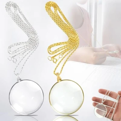 Afbeelding van 2 Stukken Vergrootglas Ketting, Decoratie Lezen Vergrootglas, Monocle Lens, Opknoping Mode voor Het van Boeken, Kranten, Werk of Reizen