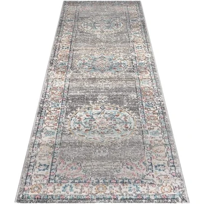 Afbeelding van Buitentapijt voor balkon terras of tuin Gris oriental 80x300 Rechthoekig robuust outdoor Vloerkleed weerbestendig en UV bestendi Binnen Buiten The Carpet Palma