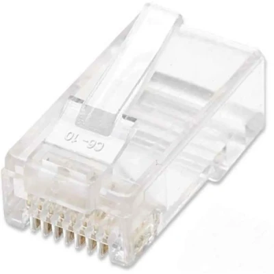 Afbeelding van Intellinet Kabel verpakking van 100 stuks Cat5e modulaire RJ45 stekker UTP 2 voudige klem voor gevlochten draad stekkers per pot 790055