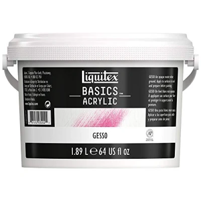Afbeelding van Liquitex 8870294 Basics witte Gesso, primer voor acrylverf, lichte en verouderingsbestendige primer, klaar gebruik 1,8 Liter kan