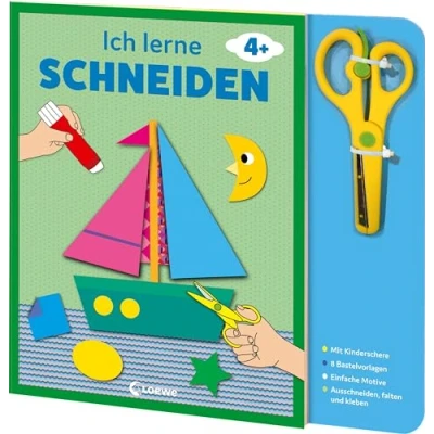 Afbeelding van Ich lerne schneiden (Boot): Bastelbuch mit kindersicherer Schere für Kinder ab 4 Jahren