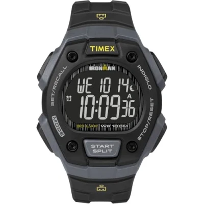 Afbeelding van TIMEX herenhorloge IRONMAN Classic 30 38 mm grijs zwarte kast, negatief display en harsband TW5M18700