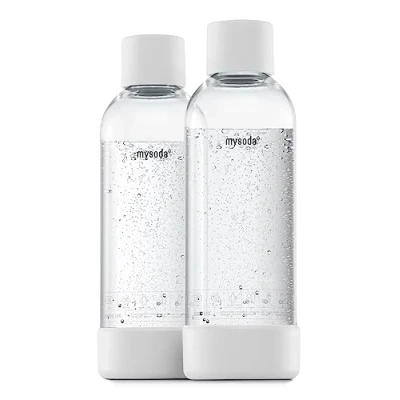 Afbeelding van MY SODA 2PB10F W Pak met 2 witte PET en biocomposietflessen van 1 liter