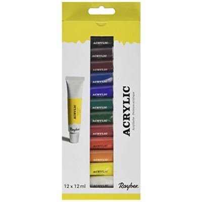 Afbeelding van Acrylverf schilder set tubes 12 kleuren ml Hobbyverf