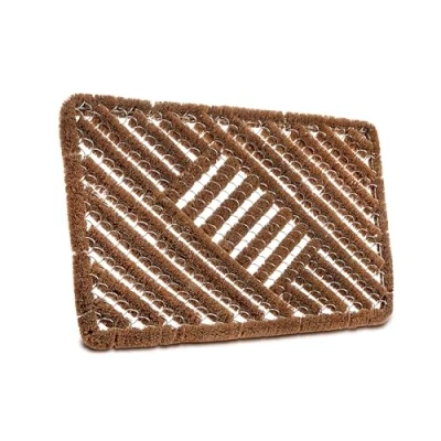 Afbeelding van Hanse Home Grid Brushes Deurmat, kokos en rubber, 40 x 60 cm, antislip, vuilopvangmat voor binnen buiten, deurmat met kokosborstels, weerbestendig, vuilveger, outdoor, natuur