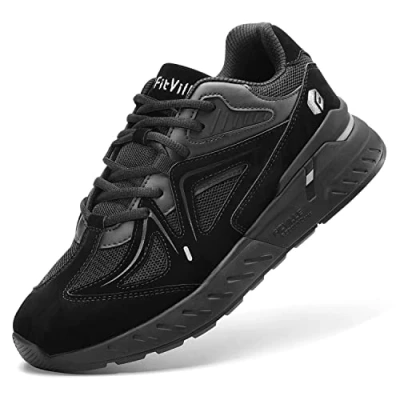 Afbeelding van FitVille Hardloopschoenen Heren Extra Brede Trainers Sportschoenen breed Fitness Schoenen Comfortabele Sneakers Gitzwart 43 EU