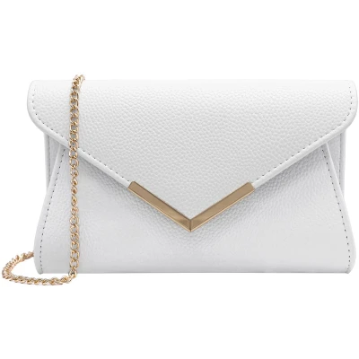 Afbeelding van Milisente Clutch Dames Leren Avondtas Kleine Schoudertas (Reliëf L Wit)