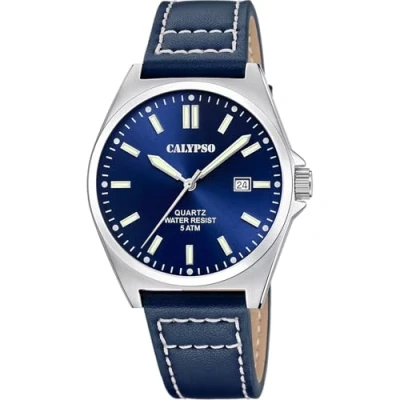Afbeelding van CALYPSO WATCHES Kwartshorloge Basic Horloge, herenhorloge, leren band, analoog, dag