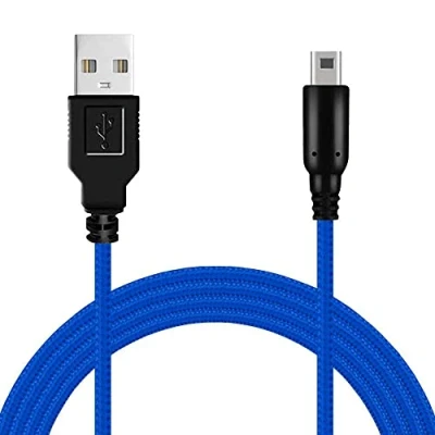 Afbeelding van OcioDual USB kabel, 1,5 m, blauw, gevlochten, compatibel met Ninten DSi, DSi XL, 2DS, New 2DS 3DS, 3DS laad en dataslang, klitvrije coating