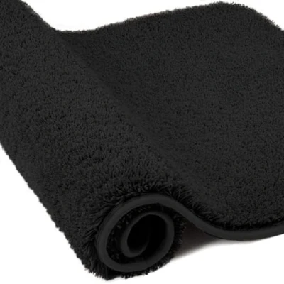 Afbeelding van wyewye Badmat van microvezel, deurmat, 2 cm, superdik badtapijt, super absorberend badkamertapijt, 60 x 120 zwart