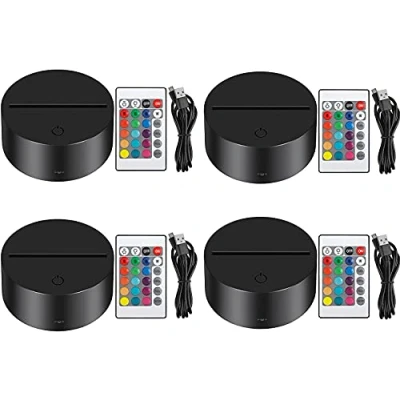Afbeelding van Thlevel 3D led nachtlampje met afstandsbediening en usb kabel, illusielamp, 16 kleuren, decoratieve lamp, verlichting, dimbaar, geschikt voor slaapkamer, kinderkamer, woonkamer, bar winkel café, 4 stuks