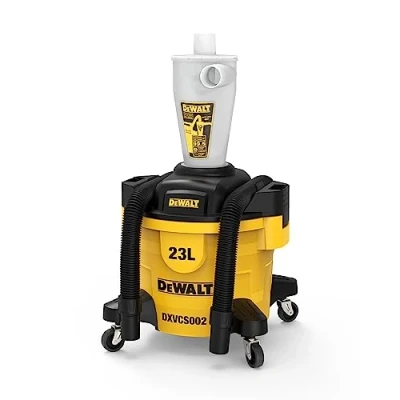 Afbeelding van DEWALT Stofscheider DXVCS002, filter voor poeder en stof, cycloonafscheider, werkplaatsen met een opvangbak van 23