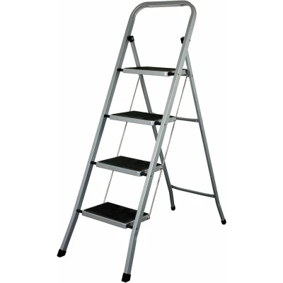 Afbeelding van Opvouwbare ladder met 4 tredes EDM Grijs Staal (47 x 89 128 cm)