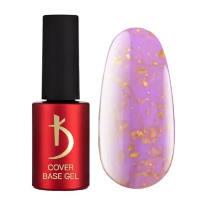 Afbeelding van K Professional Base Coat Gel Cover Purple Flakes Camouflage 7 ml Onderlak UV nagellak gelnagels paarse vlokken camouflagekleur glitter confetti LED