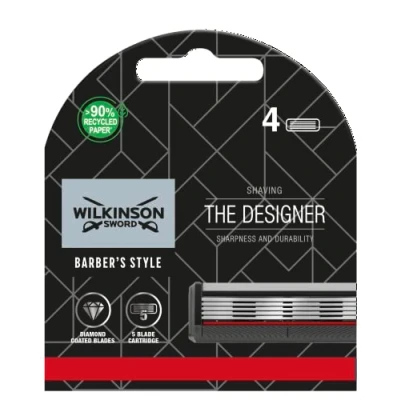 Afbeelding van Wilkinson Sword Barber&#039;s Style The Designer scheerapparaat navulmesjes verpakking met 4