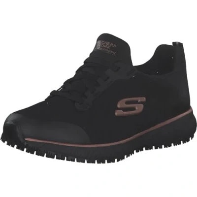 Afbeelding van Skechers Squad Sr Sneaker voor dames, Zwarte platte gebreide roségouden rand, 36.5 EU