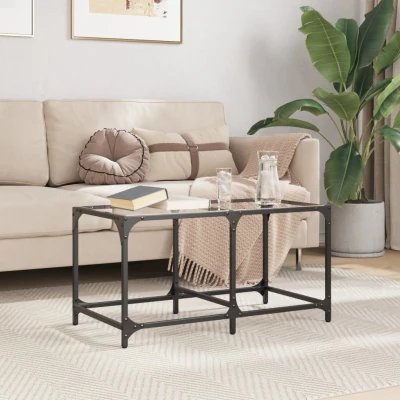 Afbeelding van Salontafel met transparant glazen blad 78,5x40x40 cm staal