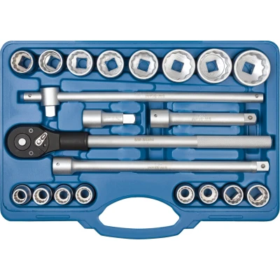 Afbeelding van SW Stahl 07663L Dopsleutelset I 21 delig 3/4 inch twaalfkant gereedschapskoffer industriële kwaliteit