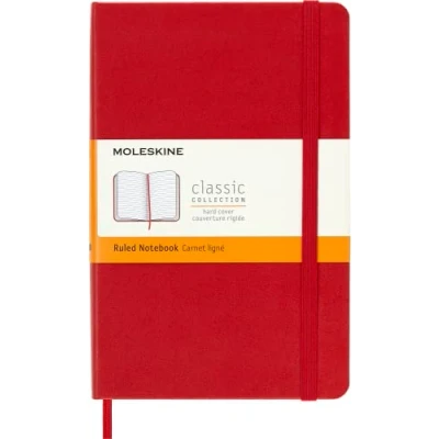 Afbeelding van Moleskine Classic Ruled Paper Notebook, Hard Cover and Elastic Closure Journal, Color Scarlet Red, Size Medium 11.5 x 18 cm, 208 Pages
