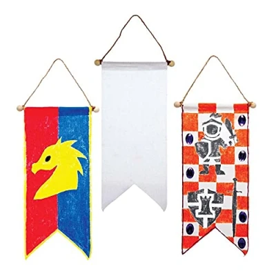 Afbeelding van Baker Ross FE276 Ridder Spandoek van Textiel Set 3, Maak je Eigen Spandoeken voor Kinderen om te Versieren en Weer Geven, Creatieve Activiteiten
