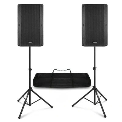 Afbeelding van Vonyx DJ speaker set 12 Inch actieve speakerset met statieven Bluetooth 800W