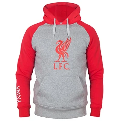 Afbeelding van Liverpool FC Mens Hoody Fleece Liverbird Crest Grafische OFFICIËLE Voetbal Gift, Grijs, S