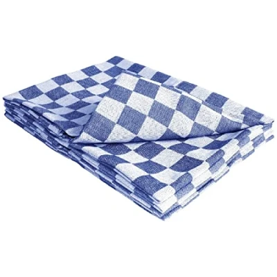 Afbeelding van Vogue theedoek blauw geblokt 66cm