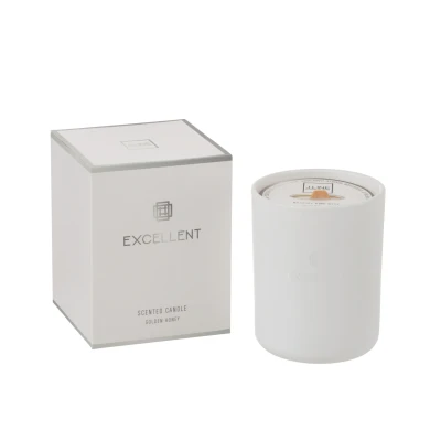 Afbeelding van J line Geurkaars excellent golden honey wit medium 80u 11x14.5cm