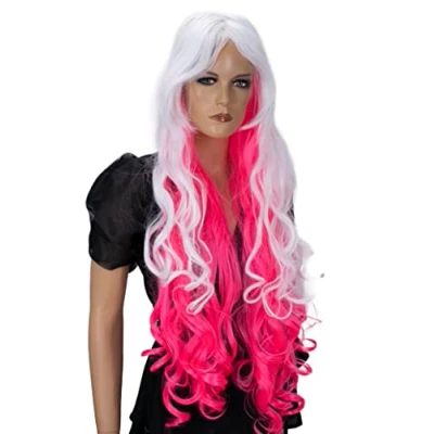 Afbeelding van CAISHA 80cm Pruik Volumineus Lang Haar Cosplay Theatershow Wit Roze CP9