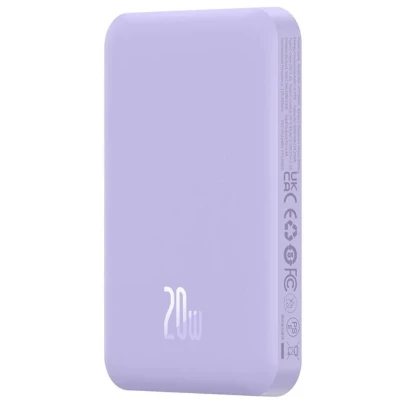 Afbeelding van Baseus Mini 5.000 mAh Powerbank Paars Compact Met MagSafe &amp; Fast Charge 20W USB C Geschikt voor Apple iPhone en andere smartphones