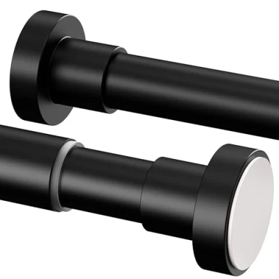 Afbeelding van Douchegordijnstang, 1 stuk, zonder boren, instelbaar, telescoopstang voor balkon, douchegordijn(102 260 cm, diameter 25 mm, zwart)
