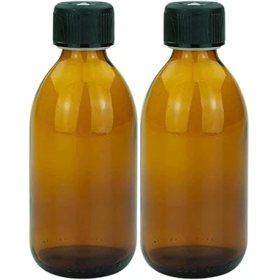 Afbeelding van mikken 2 bruine glazen flessen 250 ml met schroefdop