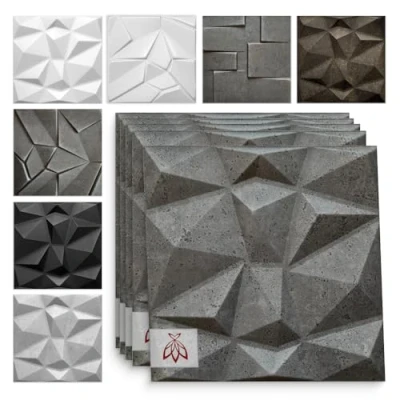 Afbeelding van 3D panelen van polystyreen XPS piepschuim decors plafondpanelen platen wanddecoratie wandbekleding 50x50cm 3 mm dikte (2m², Zirkon Grey)