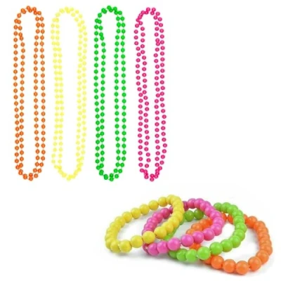 Afbeelding van BOBOZHONG Neon Kralen Kettingen, 8 stuks Multi Party Accessoires, Mardi Gras Ketting Armbanden Kleurrijke Voor Vrouwen 80s Accessoires