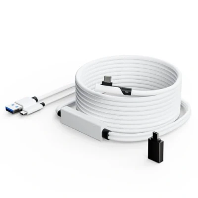 Afbeelding van Tiergrade Link kabel 5 m, compatibel met Meta Quest 3/2/Pro, Pico 4/Pro, aparte USB C oplaadkabel voor de voeding, 3.0 naar type accessoires VR headset/gaming pc