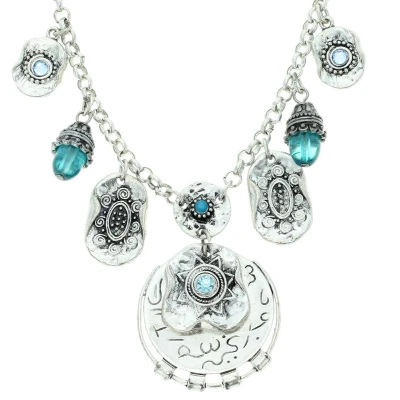 Afbeelding van Behave Zilverkleurige ketting met verschillende hangers
