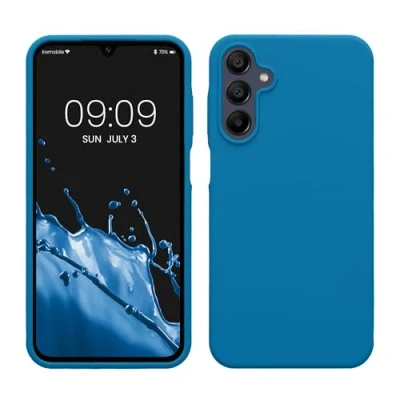 Afbeelding van kwmobile telefoonhoesje geschikt voor Samsung Galaxy A15 5G Hoesje met siliconen coating Smartphone case in Caribisch blauw