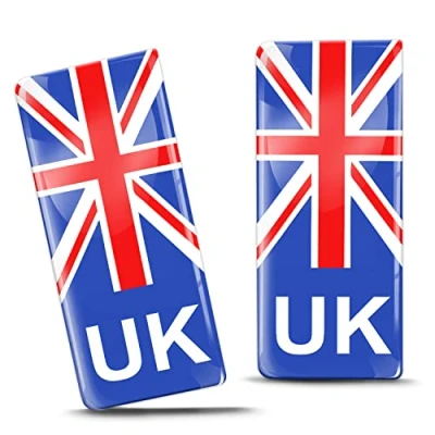 Afbeelding van Biomar Labs 2 x 3D Siliconen Stickers Kentekenplaat Vlag van Verenigd Koninkrijk GB Groot Brittannië Auto Motorfiets ID QS 9
