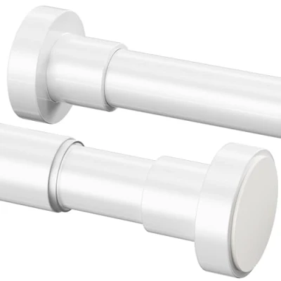 Afbeelding van 1 stuk douchestang zonder boren, roestvrijstalen gordijnroede, verstelbare douchegordijnstang, telescopische stang voor kast, badkamer, balkon, douchegordijn (72 145 cm, Φ25 mm, wit)