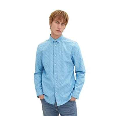 Afbeelding van TOM TAILOR Uomini Overhem 1034883, 31264 Blue Multicolor Design, XXL
