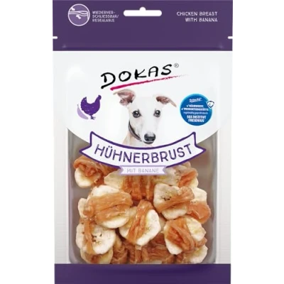 Afbeelding van DOKAS Graanvrije premium snack, kippenborst met banaan (8 x 70 g)